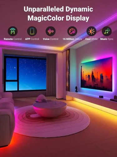 Miniatura 3 de TJOY BGRIC - Tira de luces LED de 16.4 pies, luces LED inteligentes compatibles con Alexa y Google Assistant, segmento de color DIY, luces LED WiFi
