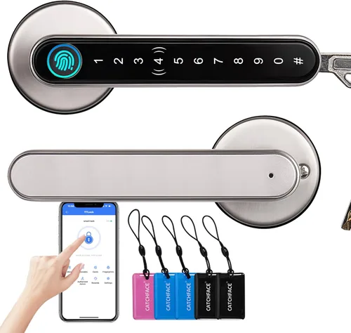 【Actualización】Cerradura inteligente CATCHFACE, cerradura de puerta con huella dactilar TTLock, pomos de puerta inteligentes, manijas de puerta