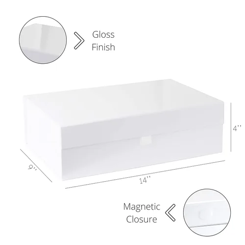 Miniatura 2 de Caja de regalo rígida, blanca, con cierre magnético, 14 x 9 x 4 pulgadas, cajas de regalo rectangulares con acabado blanco brillante (1 caja) Purple