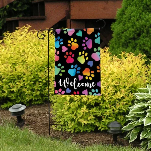 Miniatura 2 de Briarwood Lane Rainbow Pawprints - Bandera de bienvenida para jardín, perros, gatos y mascotas, 12.5 x 18 pulgadas