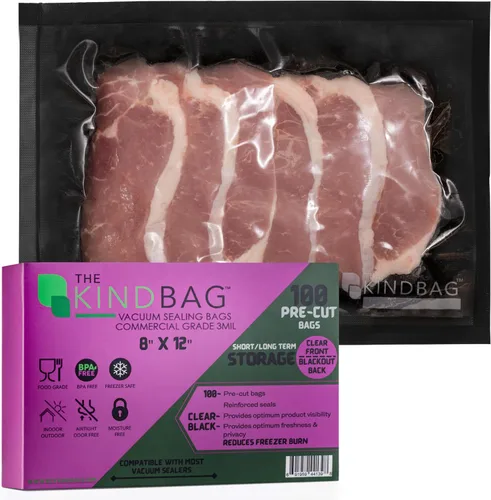 Miniatura 8 de The Kind Bag Bolsas de sellado al vacío para alimentos; grado alimenticio, sin BPA y aptas para congelador; herméticas, sin olor y sin humedad