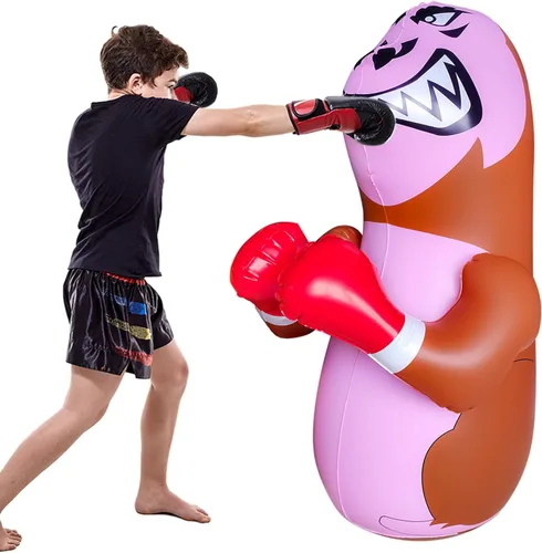48 in Punching Bag for Kids, Free Standing Inflatable Dummy, Inflatable Punching Bag, De-Stress Boxing Bag for Kid Orangután-BDW-Verde