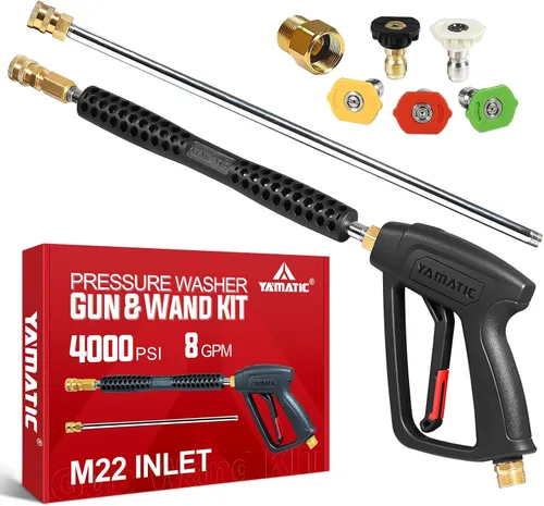 YAMATIC - Pistola de lavado a presión y varilla con 5 boquillas de pulverización, accesorio de repuesto M22-14mm y M22-15mm para lavadoras a presión