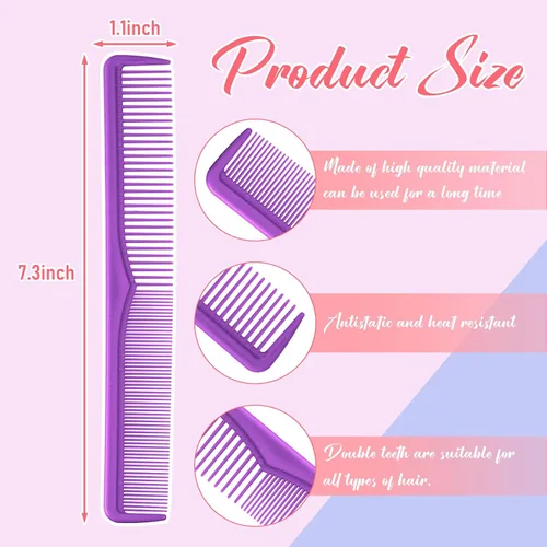 Miniatura 2 de Meanplan 24 peines profesionales de peluquería para peluquería de fibra de carbono, dientes anchos y finos, pelo multiusos para hombres y mujeres