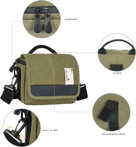 Miniatura 3 de Besnfoto Bolsa de cámara pequeña sin espejo, bolsa de hombro para cámara impermeable, bonita bolsa de mensajero compacta para mujeres y hombres