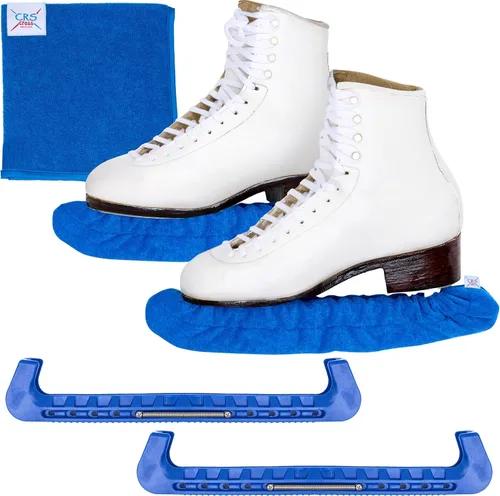 Miniatura 19 de CRS Cross - Juego de regalo de protectores de patines sobre hielo, guardas de tela y toallas, cubiertas suaves para cuchillas de patinaje artístico
