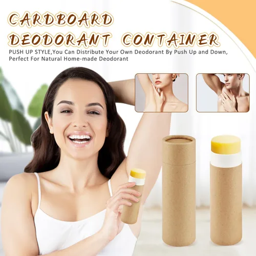 Miniatura 6 de 10 tubos desodorantes de cartón de 2 onzas, soporte de tubo de papel kraft vacío estilo push-up, contenedor sólido redondo biodegradable de cartón