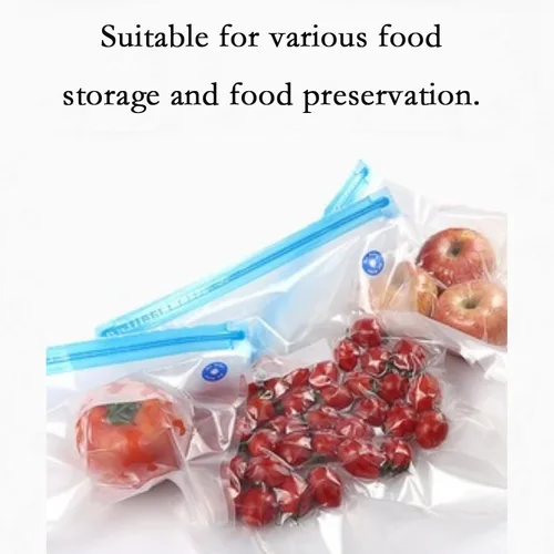 Miniatura 2 de 20 bolsas de alimentos reutilizables de 10.3 x 11 pulgadas con cremallera transparente al vacío sellada de doble capa con válvula de aire