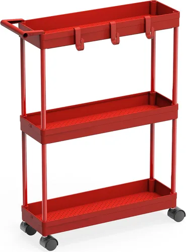 Miniatura 11 de Simple Houseware Carrito de almacenamiento delgado/estrecho de 3 niveles con asa, 5.5 pulgadas de ancho x 26.5 pulgadas de alto, organizador rodante