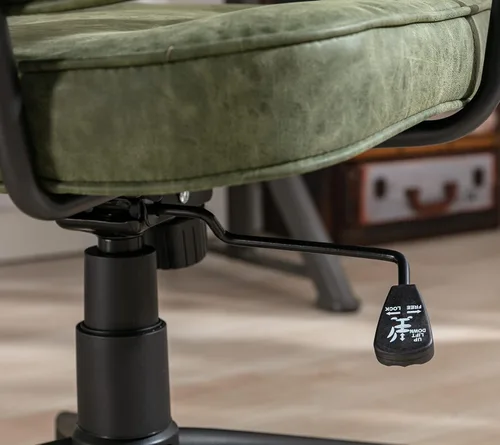 Miniatura 7 de DUOMAY Silla de escritorio retro para computadora de oficina en casa con reposabrazos, moderna silla giratoria de respaldo medio, silla de oficina