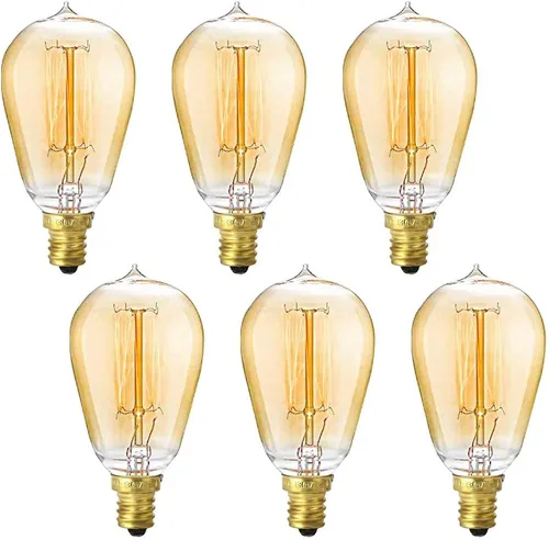 Miniatura 7 de New orange heart Bombillas Edison vintage, bombillas de candelabro E12, bombilla incandescente regulable de 60 W, 110-130 V, ámbar cálido, bombilla