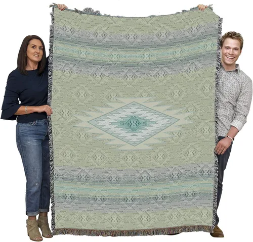Miniatura 10 de Pure Country Weavers Manta Baja – Inspirada en los nativos americanos del suroeste – Manta de regalo tejida de algodón – Fabricada en los Estados
