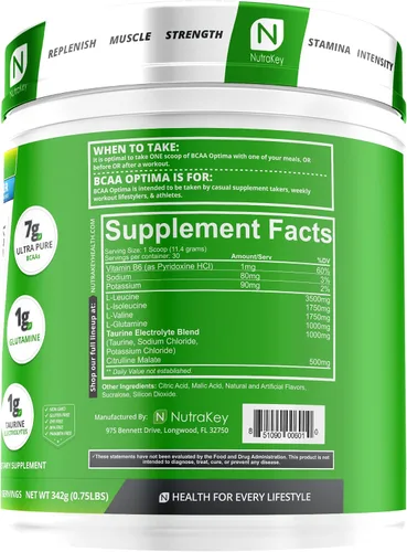 Miniatura 2 de NutraKey BCAA Optima - Complejo de recuperación post entrenamiento, sin azúcar, sin carbohidratos, ayuda de recuperación, frambuesa azul
