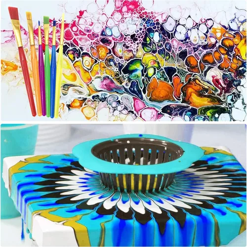 Miniatura 5 de Kit de 37 piezas de suministros de arte acrílico para verter coladores, 7 coladores de pintura de silicona de plástico, kits de herramientas