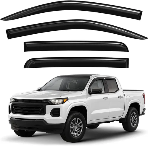 Miniatura 10 de Deflectores de ventana tintados ahumados con cinta adhesiva para ventana lateral, deflectores de lluvia compatibles con Honda Pilot 2016-2022 - 4