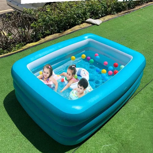 Miniatura 9 de Piscina inflable para niños, piscina infantil de 59 x 45 x 20 pulgadas con suelo inflable suave, piscinas inflables duraderas para patio trasero, 59