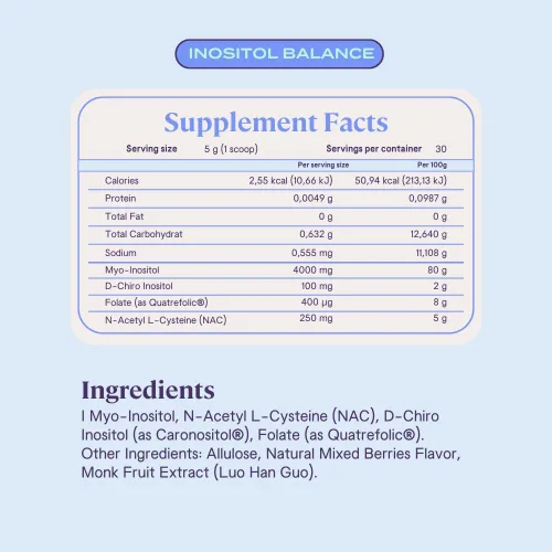 Miniatura 7 de B-fit B Inositol Balance - Inositol 40:1 Myo & D-Chiro - Apoya el equilibrio hormonal y la salud ovárica - Suplemento alimenticio en polvo - Sabor a