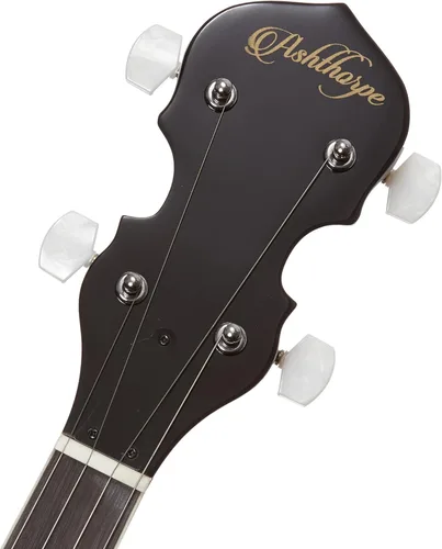 Miniatura 4 de Ashthorpe Banjo de 5 cuerdas, zurdo, tamaño completo con 24 soportes, parte trasera cerrada, resonador de caoba y sintonizador de 5 engranajes