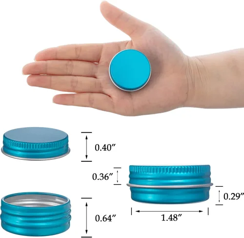 Miniatura 2 de 270 tarros de aluminio de 0.5 oz / 0.5 fl oz con tapa de rosca y etiquetas en blanco (azul lago) Bulk Value Pack, Extra Protection Against Dents