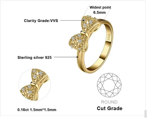 Miniatura 37 de JewelryPalace - Anillos de plata de ley 925 chapados en oro rosa, amarillo o blanco de 14 K para mujer, de compromiso, con circonia cúbica, de boda