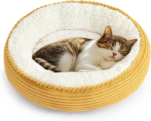 Miniatura 35 de Love's cabin Cama redonda acolchada para gatos y perros, cama para mascotas de 20 pulgadas para gatos o perros pequeños, parte inferior Violeta