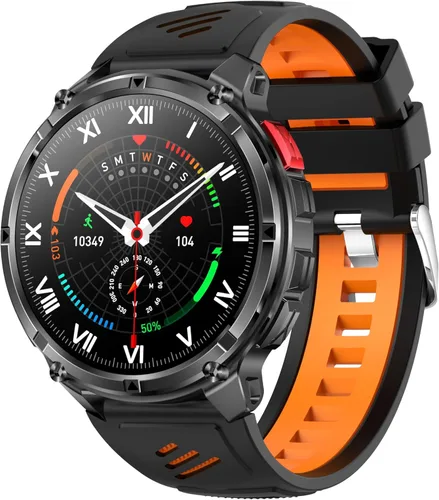 Relojes inteligentes múltiples modos deportivos para hombres con linterna, reloj inteligente para Android y iPhone, pantalla táctil HD de 1.7 Negro