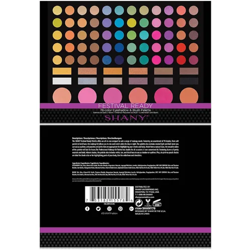 Miniatura 3 de SHANY - Paleta lista para festivales - Sombras de ojos altamente pigmentadas y mezclables, maquillaje rubor y polvo facial. Kit de maquillaje con 78