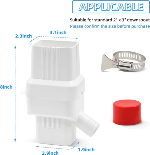 Miniatura 5 de 2 juegos de sistema de recolección de agua de lluvia, desviador de bajante con capacidad de recolección ajustable, kit de desviador de barril