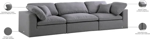 Miniatura 9 de Meridian Furniture 601Cream-S119 Serene Collection Modern Sofá modular contemporáneo de lujo, tela texturizada de lino suave, cojines de plumón