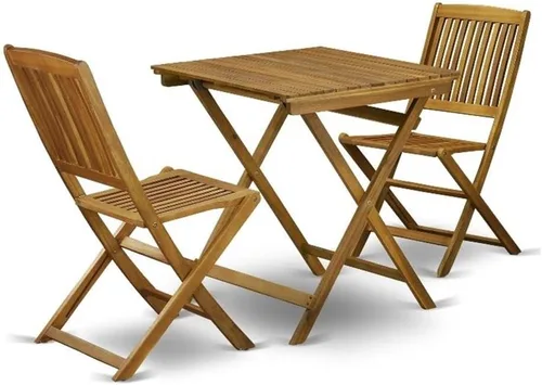 Miniatura 7 de East West Furniture SECM3CANA - Juego de mesa plegable de madera de 3 piezas para patio, contiene una mesa auxiliar cuadrada de madera de acacia