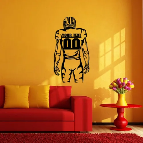 Miniatura 5 de GodLover Arte de pared de metal de fútbol personalizado de lujo, letrero con nombre personalizado, decoración de jugador, regalos de dormitorio