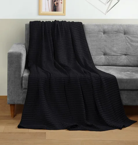 Miniatura 6 de Utopia Bedding - Cobija de punto 100% algodón, transpirable, ligera y suave, tamaño Queen, 300 GSM, para todas las estaciones, color negro