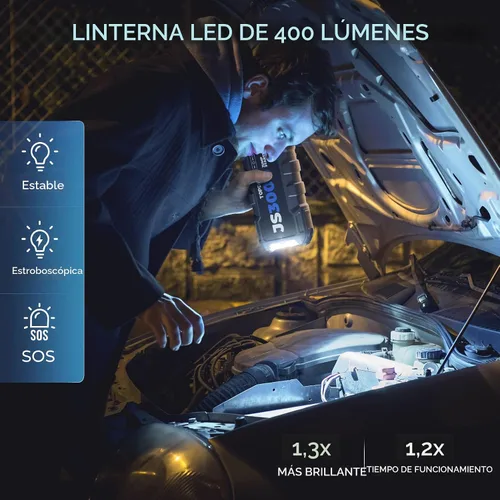 Miniatura 5 de TOPDON Cargador de batería de coche, arrancador de batería de pico de 2000 A para motores diesel de hasta 8 L/6 L, paquete de arranque de batería