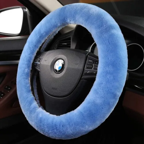 Miniatura 29 de OGLAND - Funda para volante de automóvil de lana de oveja esponjosa suave y esponjosa para vehículo automotriz universal, para mujer y hombre, 14