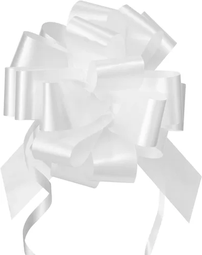 Miniatura 9 de GWHOLE 60 lazos de cinta blanca de 5 pulgadas para envolturas de regalo, decoración de boda 60 cintas blancas