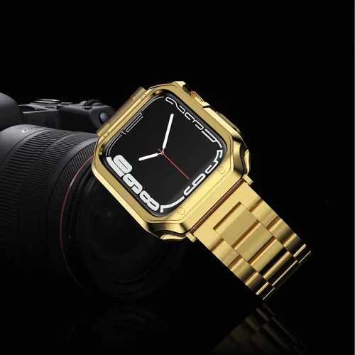Miniatura 6 de Paquete de 3 correas diseñadas para Apple Watch, correa de pulsera para i-Watch Series 9 8 7 6 5 4 3 2 1 SE, cadena de metal de acero inoxidable