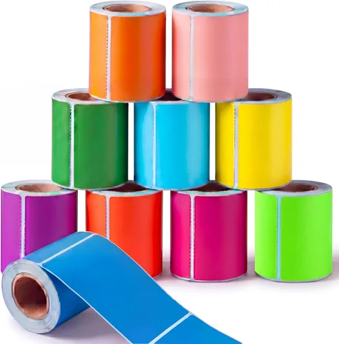 Outus 1000 etiquetas adhesivas de colores, etiquetas rectangulares de codificación de 2 x 3 pulgadas, 10 etiquetas autoadhesivas de colores