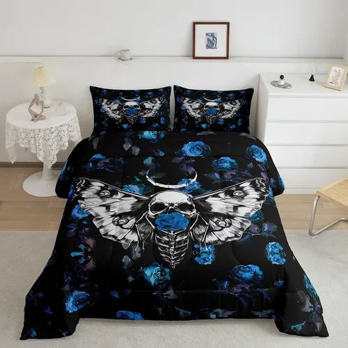 Miniatura 17 de Erosebridal Juego de ropa de cama de guepardo con rosa azul, juego de edredón con estampado de leopardo y gato, edredón romántico de plumón
