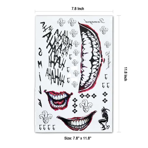 Miniatura 2 de Calcomanías de tatuaje falsas, 3 hojas de tatuajes temporales para mujer y 3 hojas de tatuajes para Halloween, disfraces, cosplay, fiestas