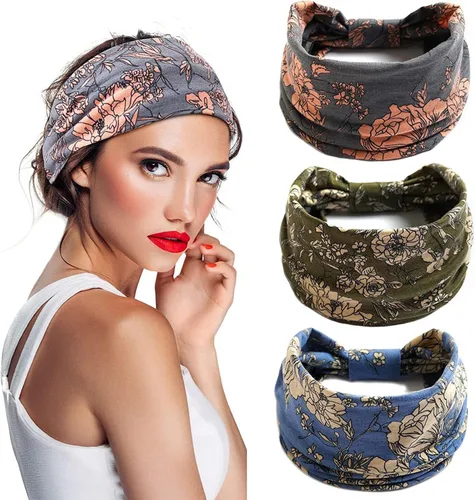 Miniatura 24 de K-Elewon Paquete de 3 diademas elásticas anchas para mujer, bandas para el cabello para yoga, deportes