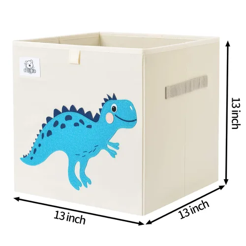 Miniatura 2 de Contenedores plegables de almacenamiento de animales caja de juguetes de tela, cofre/organizador para niños pequeños/niños, sala de juegos, 13 Dino