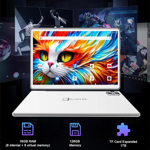 Miniatura 3 de Tableta Android 14 2026 de 10 pulgadas, tabletas de 128 GB ROM+16 GB de RAM (8+8 virtual), tableta 2 en 1 con teclado, potente octa-core+cámara