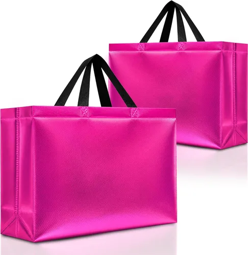 Miniatura 33 de Nush Nush Bolsas de Regalo Rojas Tamaño Mediano – Juego de 12 Bolsas de Regalo Rojas Brillantes Reutilizables con Asas - Bolsa Ideal para Regalos