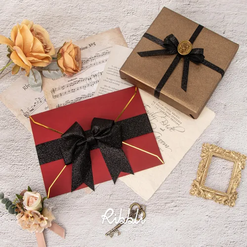 Miniatura 3 de Ribbli - Cinta de brillo negro, cinta de regalo negra con borde cortado para Navidad para manualidades, decoración del árbol de Navidad, decoración