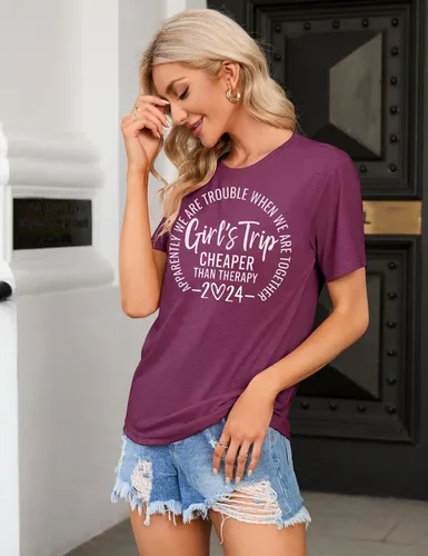Miniatura 14 de Camiseta de manga corta con estampado de letras divertidas para niñas 2024