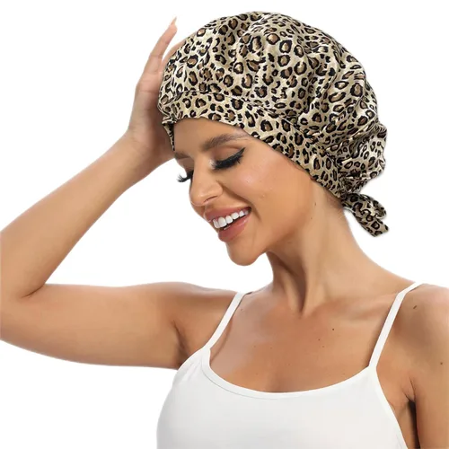 Miniatura 9 de Cocheng Gorro de seda 100% morera de doble cara con cinta ajustable, gorro de seda de 19 momme para dormir (rosa frijol)