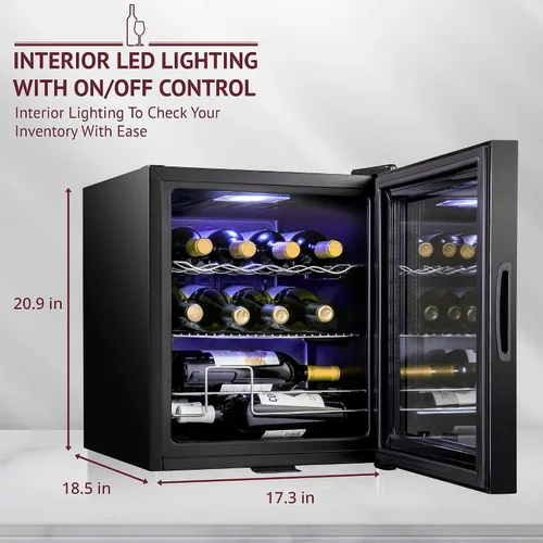 Miniatura 4 de Schmecke - Refrigerador de vino con compresor de 12 botellas con cerradura Gran bodega independiente Refrigerador de vino digital 41f-64f