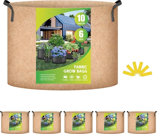 Miniatura 11 de iPower - Bolsa de cultivo para plantas de 5 galones, paquete de 6, resistentes, de tela con asas de nylon, contenedores de 300g de tela no tejida