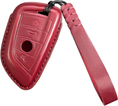Miniatura 6 de Funda para llavero BMW de piel auténtica con llavero, protector de cuero para llave de automóvil, compatible con llave remota inteligente 2 5 6 7
