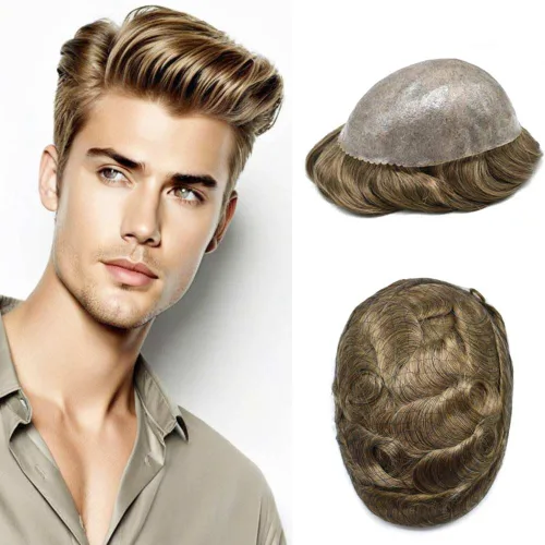 Miniatura 63 de Toupee para hombres Full Poly Mens Toupee Cabello humano Piezas para hombres Sistema de reemplazo de pelo para hombres Protesis Capilar Para Hombre